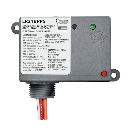 Functional Devices-Rib Universal Voltage Power Pack, Input 120-277Vac, Output 24Vac-Class 2 LR21BPP5